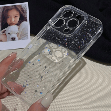 【お取り寄せ商品】iPhoneケース スマホケース iPhone15 iPhone14 透明 クリア グリッター ラメ 星 star キラキラ 推し活 L7857