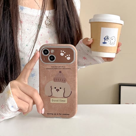 【お取り寄せ商品】iPhoneケース スマホケース iPhone16 iPhone15 iPhone14 かわいい ブラウン 犬 L9213