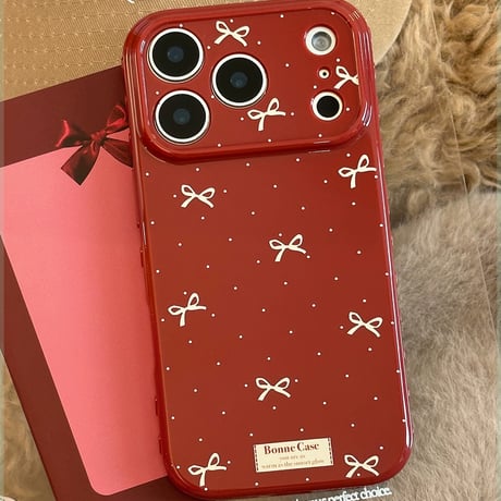 【お取り寄せ商品】iPhoneケース スマホケース iPhone17 iPhone16 iPhone15 韓国 可愛い リボン レッド M7128