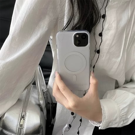 【お取り寄せ商品】iPhoneケース スマホケース iPhone16 iPhone15 iPhone14 シンプルケース シルバー MagSafe L9221