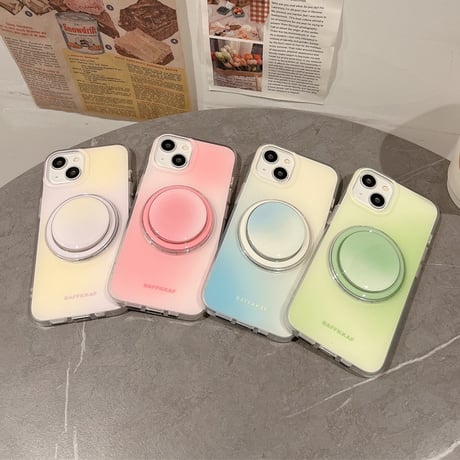 【お取り寄せ商品】iPhoneケース スマホケース iPhone15 iPhone14 Magsafe 磁気 グリップ付き ワイヤレス充電 グラデーション シンプル 韓国 L7910