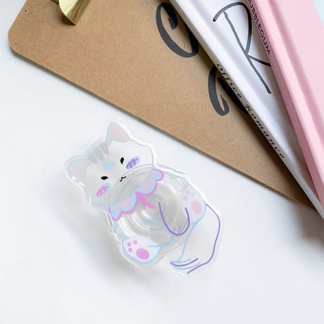 【お取り寄せ商品】iPhone グリップ 透明 アニマル 動物 花 かわいい 韓国 落下防止 L7610
