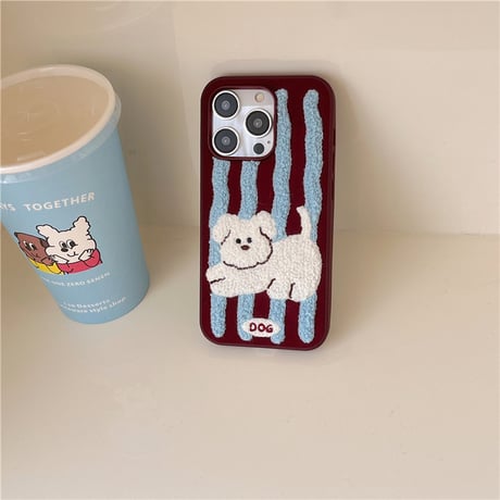 【お取り寄せ商品】iPhoneケース スマホケース iPhone16 iPhone15 iPhone14 おしゃれ もこもこ 秋 冬 犬 dog L9274