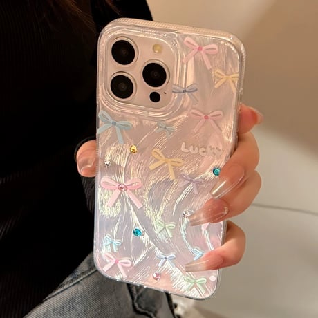 【お取り寄せ商品】iPhoneケース スマホケース iPhone15 iPhone14 lucky リボン L8061