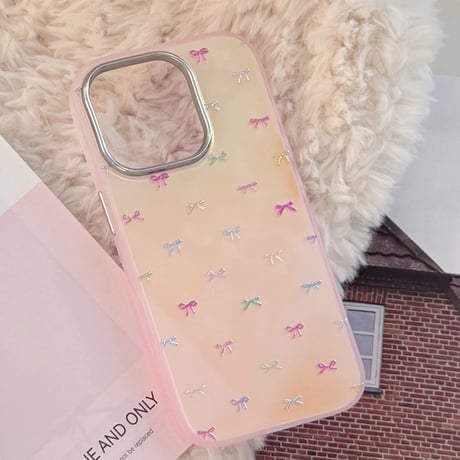 【お取り寄せ商品】iPhoneケース スマホケース iPhone16 iPhone15 iPhone14 大人可愛い リボン オーロラ風 おしゃれ  L9480
