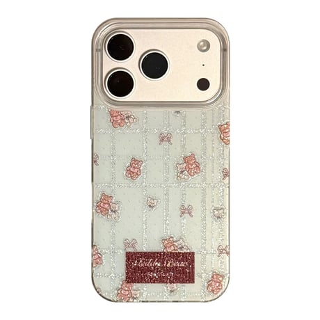 【お取り寄せ商品】iPhoneケース スマホケース iPhone17 iPhone16 iPhone15 韓国 可愛い くま チェック M7171