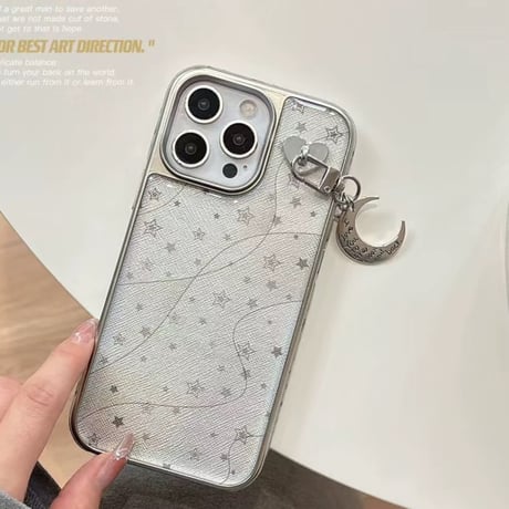 【お取り寄せ商品】iPhoneケース スマホケース iPhone16 iPhone15 iPhone14 可愛い 星柄 月 チャーム L9519