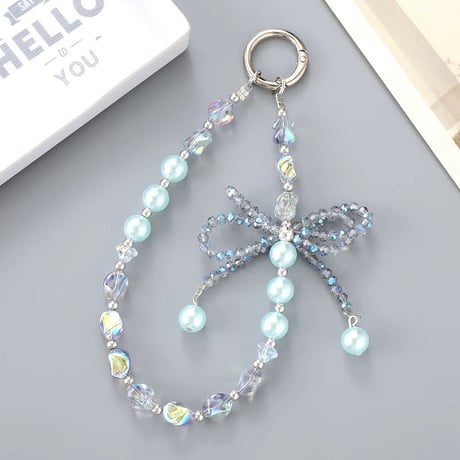【お取り寄せ商品】iPhone スマホアクセサリー ビーズ  リボン パステルカラー ハンドストラップ  かわいい 推し活 M7069