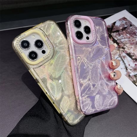 【お取り寄せ商品】iPhoneケース スマホケース iPhone16 iPhone15 iPhone14 シンプル 光沢 羽 L9008