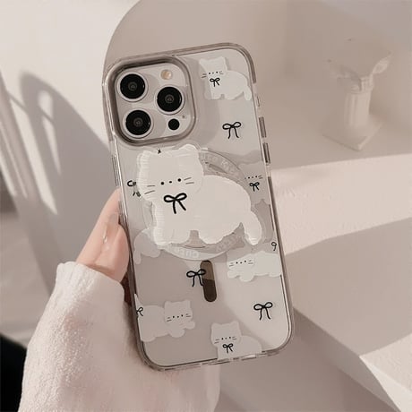 【お取り寄せ商品】iPhoneケース スマホケース iPhone15 iPhone14 白猫 MagSafe L8238