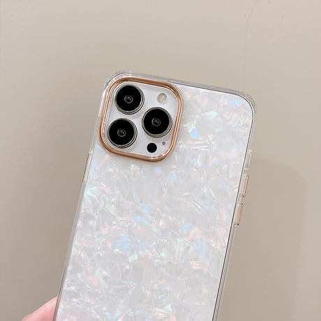 【お取り寄せ商品】iPhoneケース iPhone13 iPhone14 iPhone15 ケース シェルパターン きれいめ 大人かわいい ホワイト ピンク アイフォンケース L6795