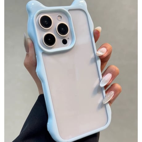 【お取り寄せ商品】iPhoneケース スマホケース iPhone16 iPhone15 iPhone14 可愛い 猫耳 ウェーブ クリア シンプル L9481