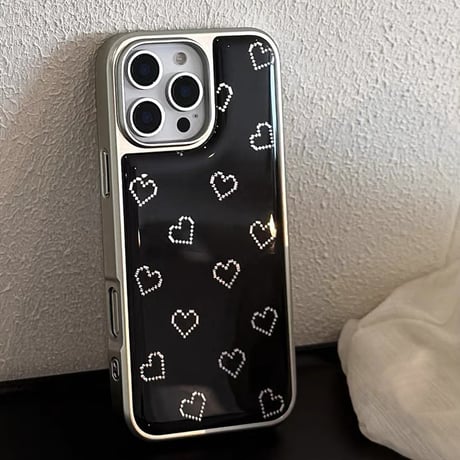 【お取り寄せ商品】iPhoneケース スマホケース iPhone16 iPhone15 iPhone14 ブラック モノトーン ハート L9511