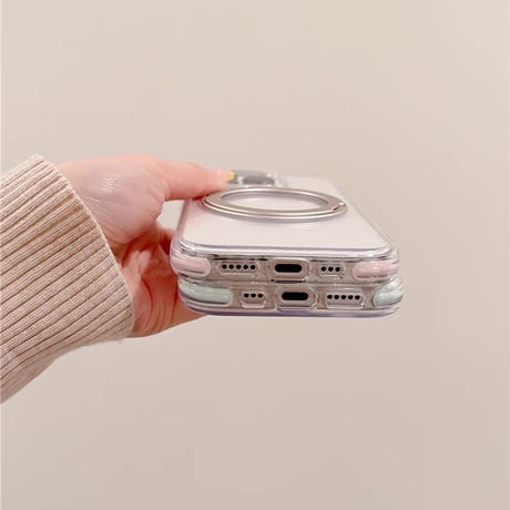 【お取り寄せ商品】iPhoneケース スマホケース iPhone16 iPhone15 iPhone14 シンプル クリア MagSafe 韓国 スタンド 推し活 マグセーフ L9421