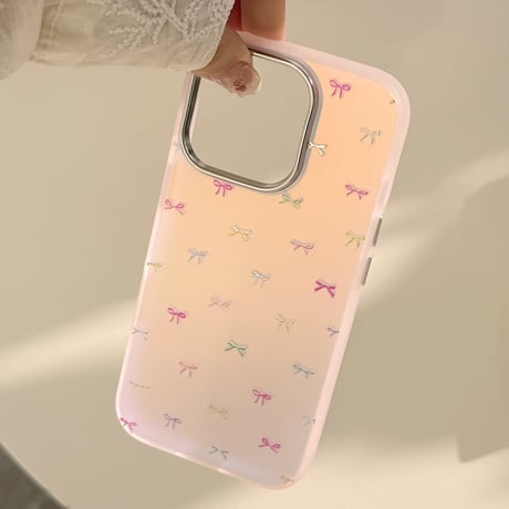【お取り寄せ商品】iPhoneケース スマホケース iPhone16 iPhone15 iPhone14 大人可愛い リボン オーロラ風 おしゃれ  L9480