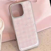 【お取り寄せ商品】iPhoneケース スマホケース iPhone16 iPhone15 iPhone14 可愛い ラブリー ピンク チェック柄 リボン L9504