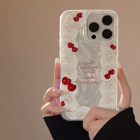 【お取り寄せ商品】iPhoneケース スマホケース iPhone15 iPhone14 キュート クリーム さくらんぼ L8956