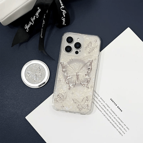 【お取り寄せ商品】iPhoneケース スマホケース iPhone16 iPhone15 iPhone14 きれいめ 大人女子 蝶々 MagSafe L9288
