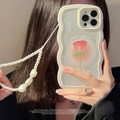 【お取り寄せ商品】iPhoneケース スマホケース iPhone15 iPhone14 韓国系 花柄 ウェーブ L8150