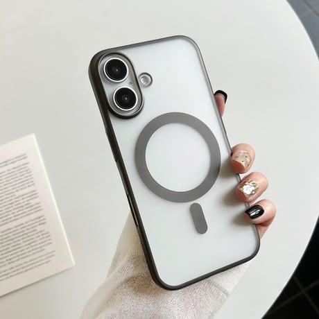 【お取り寄せ商品】iPhoneケース スマホケース iPhone16 iPhone15 iPhone14 ハーフクリア シンプル メタリック MagSafe L9836