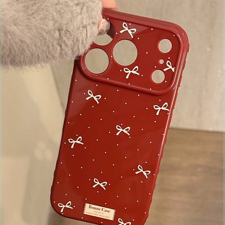 【お取り寄せ商品】iPhoneケース スマホケース iPhone17 iPhone16 iPhone15 韓国 可愛い リボン レッド M7128
