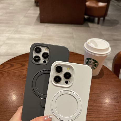 【お取り寄せ商品】iPhoneケース スマホケース iPhone16 iPhone15 iPhone14 大人女子 シンプル MagSafe スタンド付き シリコン L9377