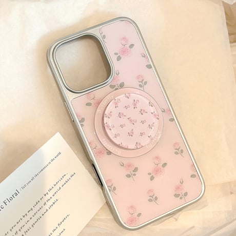 【お取り寄せ商品】iPhoneケース スマホケース iPhone16 iPhone15 iPhone14 韓国 MagSafe 薔薇 花柄 ピンク L9807
