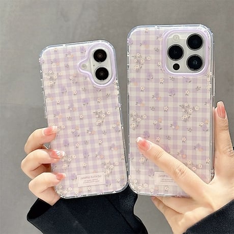 【お取り寄せ商品】iPhoneケース スマホケース iPhone16 iPhone15 iPhone14 花柄 チェック 可愛い L9840