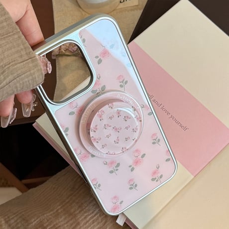 【お取り寄せ商品】iPhoneケース スマホケース iPhone16 iPhone15 iPhone14 韓国 MagSafe 薔薇 花柄 ピンク L9807