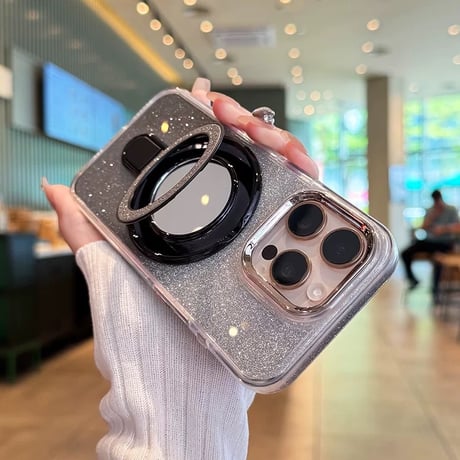 【お取り寄せ商品】iPhoneケース スマホケース iPhone16 iPhone15 iPhone14 可愛い グラデーション ラメ ミラー スタンド 多機能 MagSafe L9560
