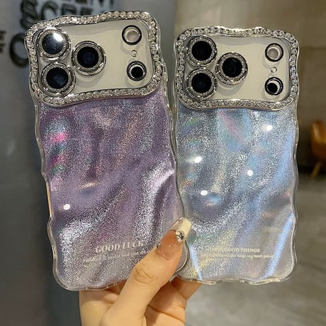 【お取り寄せ商品】iPhoneケース スマホケース iPhone17 iPhone16 iPhone15 ウェーブ フェザー風 キラキラ ストーン M7105