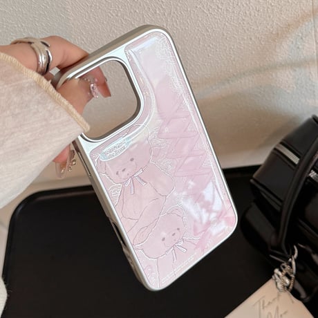 【お取り寄せ商品】iPhoneケース スマホケース iPhone16 iPhone15 iPhone14 可愛い ピンク クマ 流行り メタリック L9584