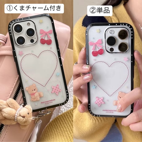 【お取り寄せ商品】iPhoneケース スマホケース iPhone16 iPhone15 iPhone14 可愛い くま 推し活 韓国 チャーム付き L9509