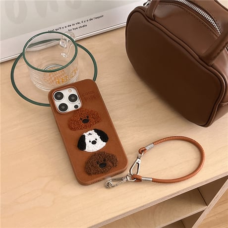 【お取り寄せ商品】iPhoneケース スマホケース iPhone16 iPhone15 iPhone14 かわいい 秋 冬 ブラウン 犬 L9229