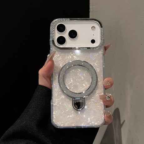 【お取り寄せ商品】iPhoneケース スマホケース iPhone17 iPhone16 iPhone15 シェル メタリック スタンド機能 キラキラ M7108