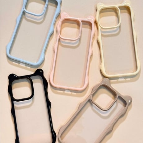 【お取り寄せ商品】iPhoneケース スマホケース iPhone16 iPhone15 iPhone14 可愛い 猫耳 ウェーブ クリア シンプル L9481