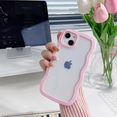 【お取り寄せ商品】iPhoneケース スマホケース iPhone16 iPhone15 iPhone14 シンプル 推し活 パステル 可愛い ウェーブ M7042