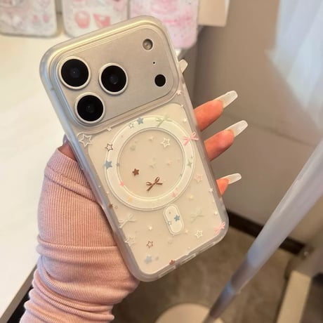【お取り寄せ商品】iPhoneケース スマホケース iPhone17 iPhone16 iPhone15 iPhone14 可愛い リボン magsafe クリア  L9824