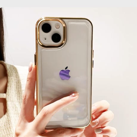 【お取り寄せ商品】iPhoneケース スマホケース iPhone15 iPhone14 メタリック クリア シンプル 推し活 L8134