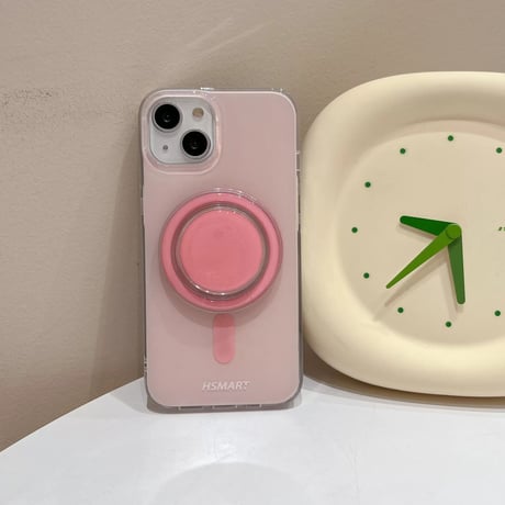 【お取り寄せ商品】iPhoneケース スマホケース iPhone15 iPhone14 マグネット グリップ付き Magsafe ワイヤレス充電 パステルカラー シンプル かわいい 韓国 L7915
