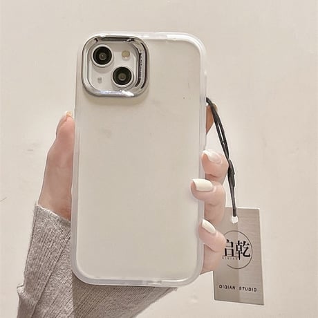 【お取り寄せ商品】iPhoneケース スマホケース iPhone15 iPhone14 無地 マット 半透明 フロスト 横型スタンド付き シンプル 韓国風 L7483