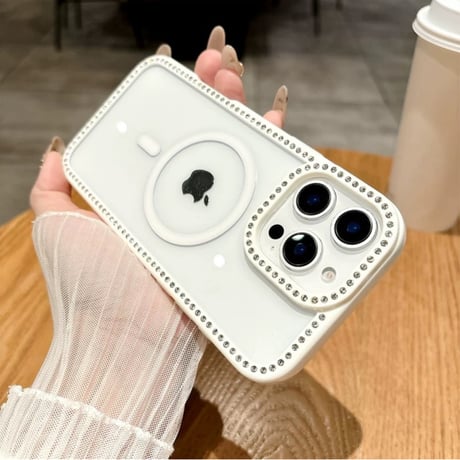 【お取り寄せ商品】iPhoneケース スマホケース iPhone16 iPhone15 iPhone14 大人可愛い シンプル ストーン 推し活 MagSafe L9441