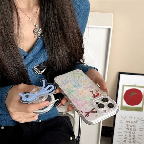【お取り寄せ商品】iPhoneケース スマホケース iPhone16 iPhone15 流行り 韓国 マグセーフ 可愛い カラフル リボン MagSafe L9582