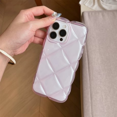 【お取り寄せ商品】iPhoneケース スマホケース iPhone16 iPhone15 キルティング クリアカラー シンプル 可愛い L9861