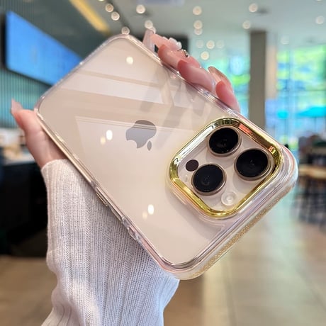 【お取り寄せ商品】iPhoneケース スマホケース iPhone16 iPhone15 iPhone14 クリアケース メタルフレーム サイド ラメ L9844