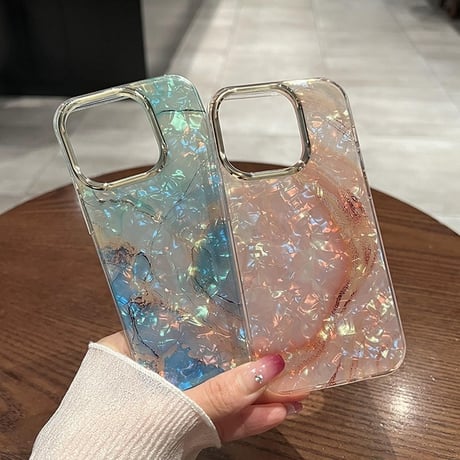 【お取り寄せ商品】iPhoneケース スマホケース iPhone15 iPhone14 シェルパターン マーブル きれいめ 上品 大人女子 韓国 L7748