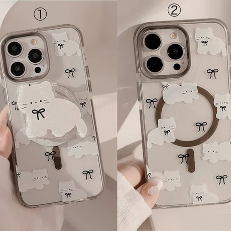 【お取り寄せ商品】iPhoneケース スマホケース iPhone15 iPhone14 白猫 MagSafe L8238