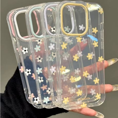【お取り寄せ商品】iPhoneケース スマホケース iPhone16 iPhone15 iPhone14 可愛い クリア 推し活 パステル デイジー 花柄 L9527