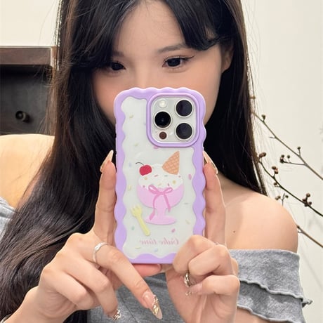 【お取り寄せ商品】iPhoneケース スマホケース iPhone15 iPhone14 フレーム モコモコ デザート L8933