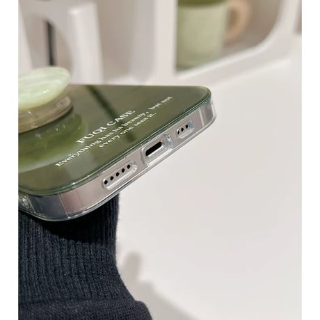 【お取り寄せ商品】iPhoneケース スマホケース iPhone15 iPhone14 グラデーション グリーン ハンドグリップ ハート L8327